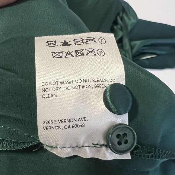 Reformation Sz 4 Julius Silk Satin Long Sleeve Midi Dress in Forest Green - Picture 14 of 15